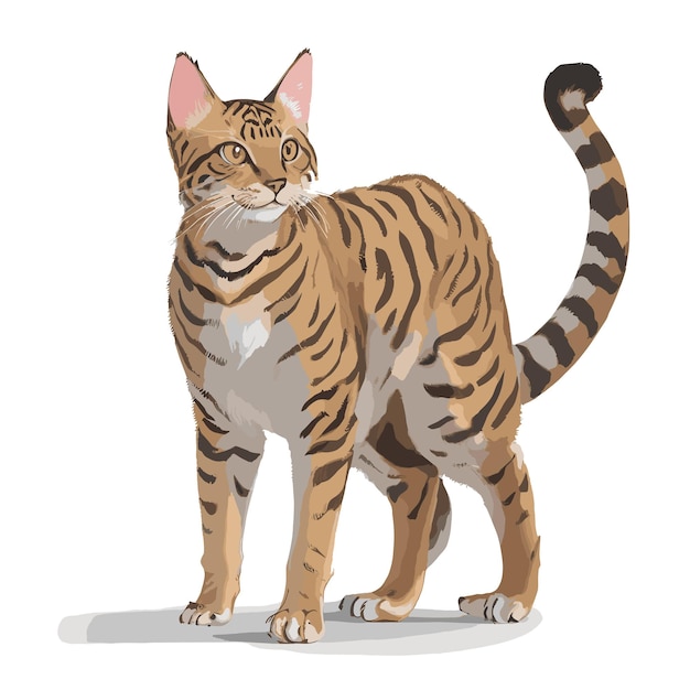 Vettore grafico di illustrazione vettoriale modificabile di bengal cat con elementi modificabili