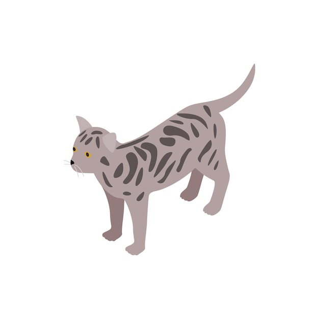 벡터 흰색 배경에 고립 된 아이소메트릭 3d 스타일의 벵골 고양이 아이콘 동물 기호