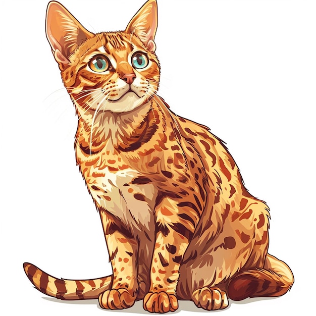 Bengal cat isolated on a white background Vector illustration