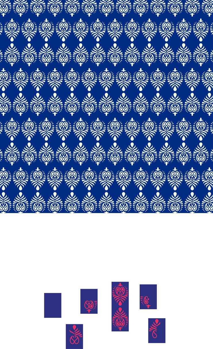 Bengali Decorative Pattern White on Blue