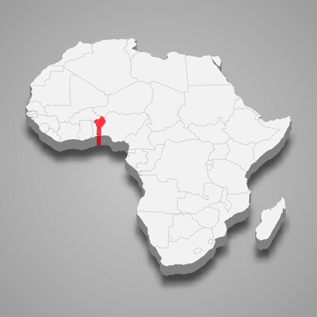 Vector benin country location within africa 3d map