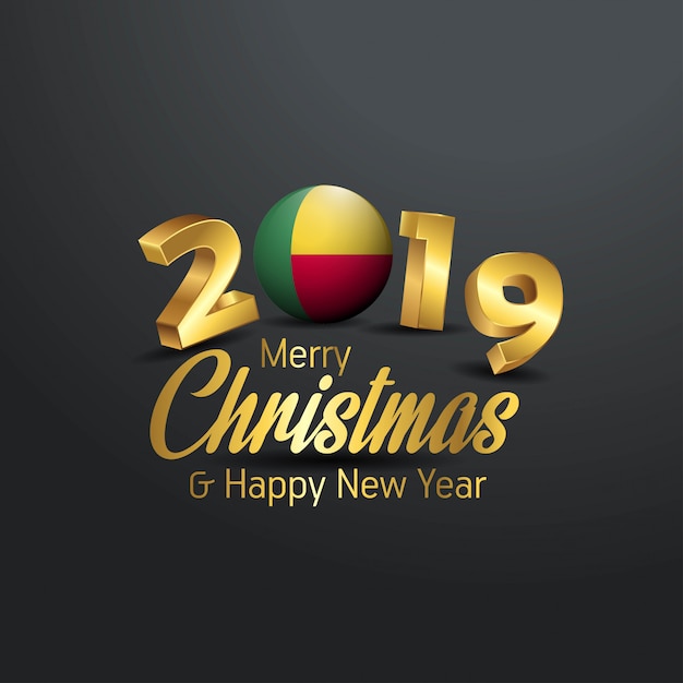 Benin flag 2019メリークリスマスタイポグラフィー