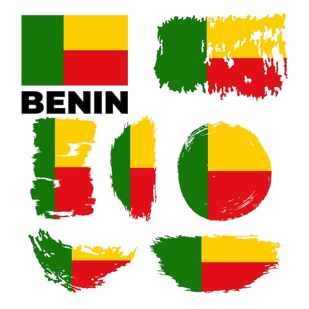Векторная иллюстрация флага Бенина на белом фоне