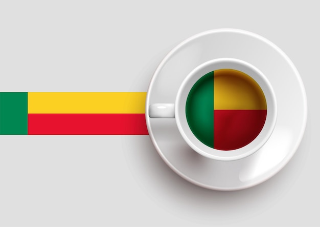 Вектор Флаг бенина с кофе на векторной иллюстрации сверху