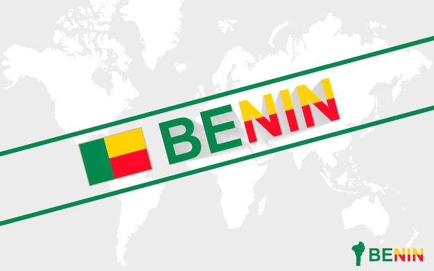 Benin kaart vlag en tekst illustratie