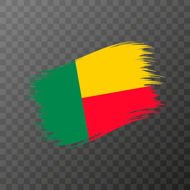 Benin nationale vlag Grunge penseelstreek Vector illustratie op transparante achtergrond