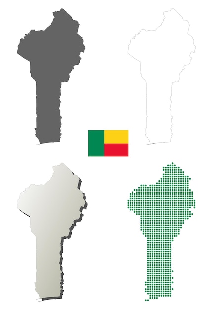 Benin vector outline map set