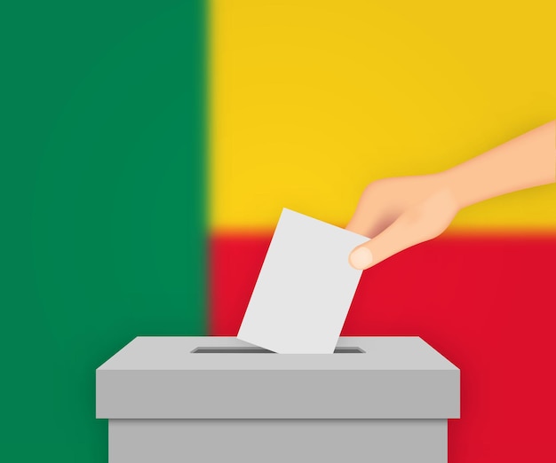 Benin verkiezing banner achtergrond Stembus met vage vlag sjabloon voor uw ontwerp