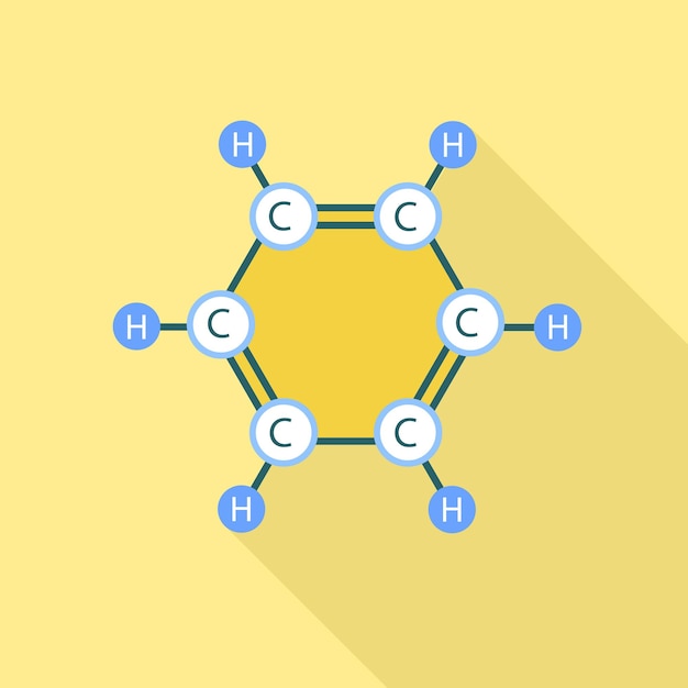 벡터 벤젠 분자 아이콘 웹 디자인을 위한 벤젠 분자 벡터 아이콘의 평면 그림