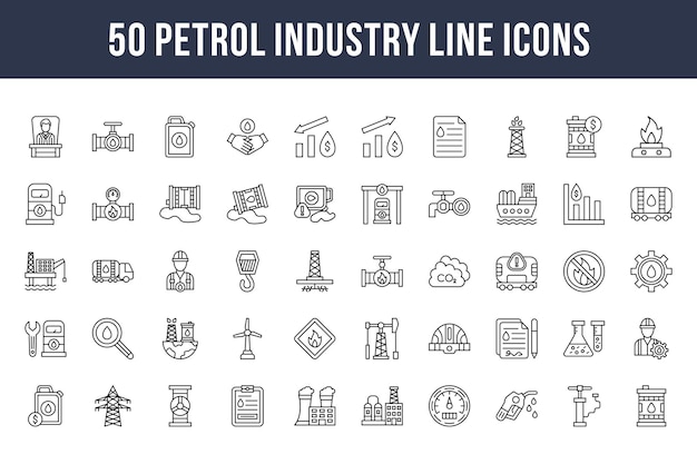 Benzine Industrie Lijn Pictogrammen