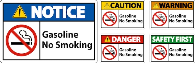 Benzine No Smoking teken op witte achtergrond