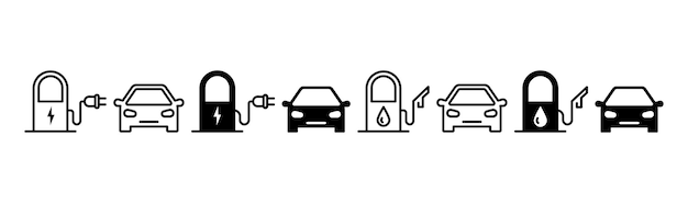 Benzine station vector iconen Auto tankstation Brandstof icon set