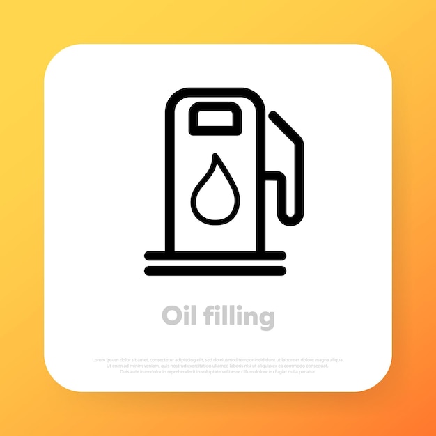 Benzinestation icoon. brandstof, gas, benzine, olie, benzineborden. vectorlijnpictogram voor zaken en reclame