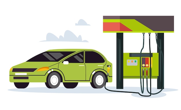 Benzinestation Vector platte illustratie