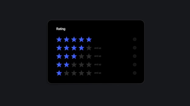 Beoordeling stars widget ui-interfacesjabloon. vector illustratie