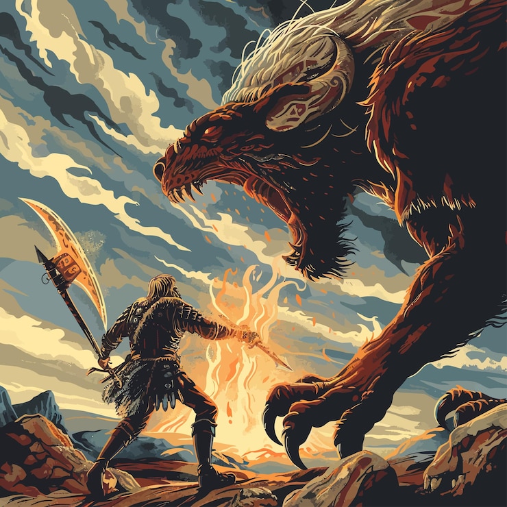 Vector beowulf_fighting_the_grendel_vector