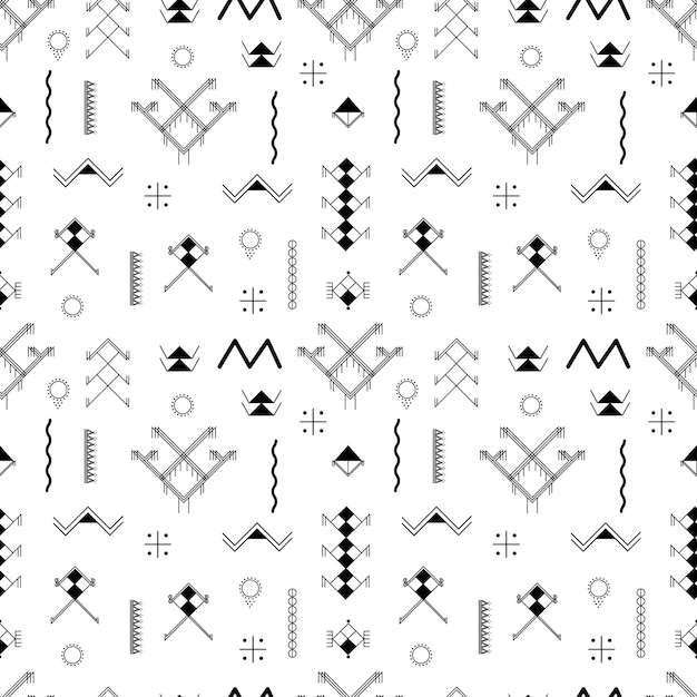 Berber tattoos seamless pattern vector design