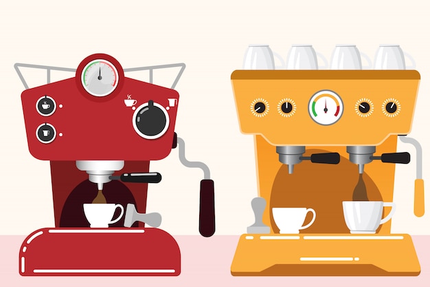 Bereid koffiemachine voor om koffieillustratie te maken