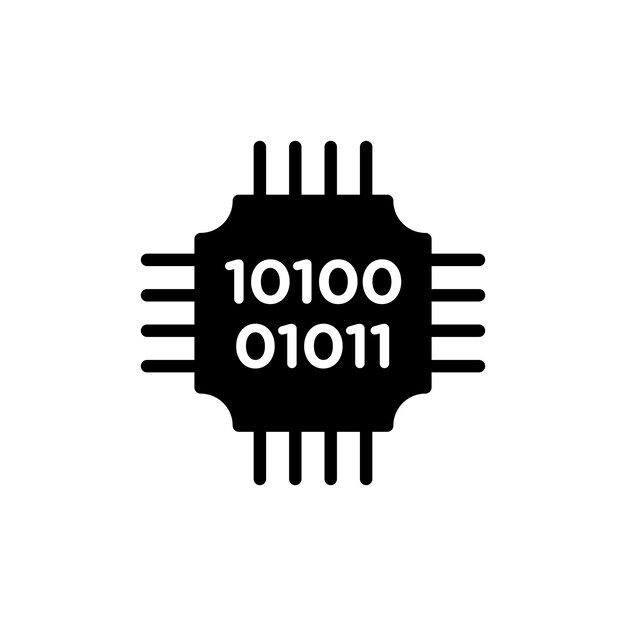 Berekening icoon set Cloud server processor technologie vector symbool in een zwarte gevulde en omschreven stijl Tech systeem infrastructuur teken