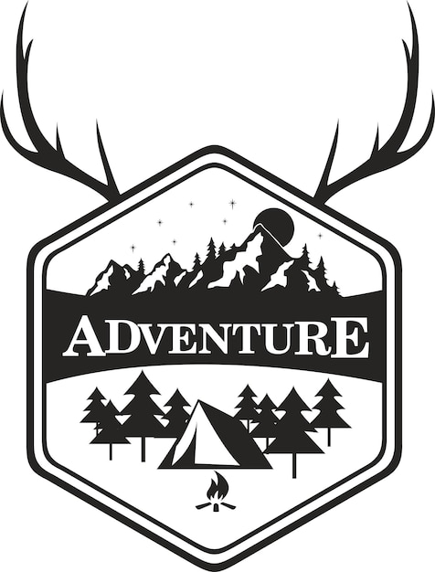 Vector berg avontuur camping badge vector logo sjabloon