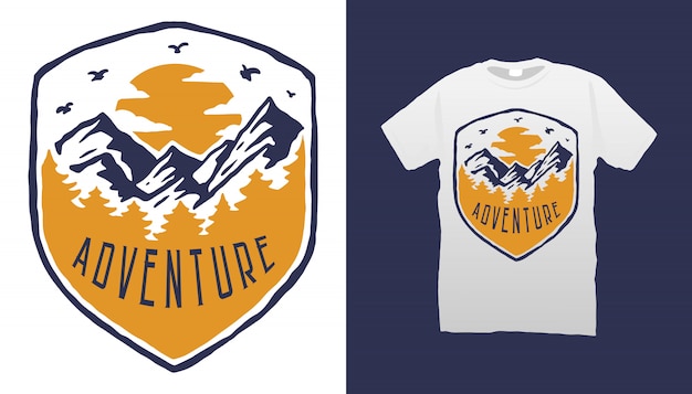 Berg avontuur t-shirt ontwerp