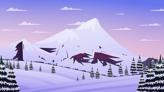 Berg bevroren ijs win sneeuw natuur landschap avontuur illustratie vectorkunst