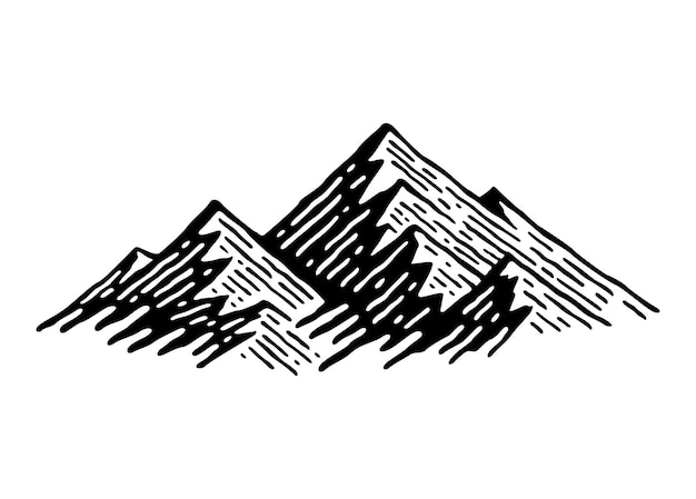 Berg heuvels rotsen en pieken silhouet pictogram vectorillustratie Logo ontwerp