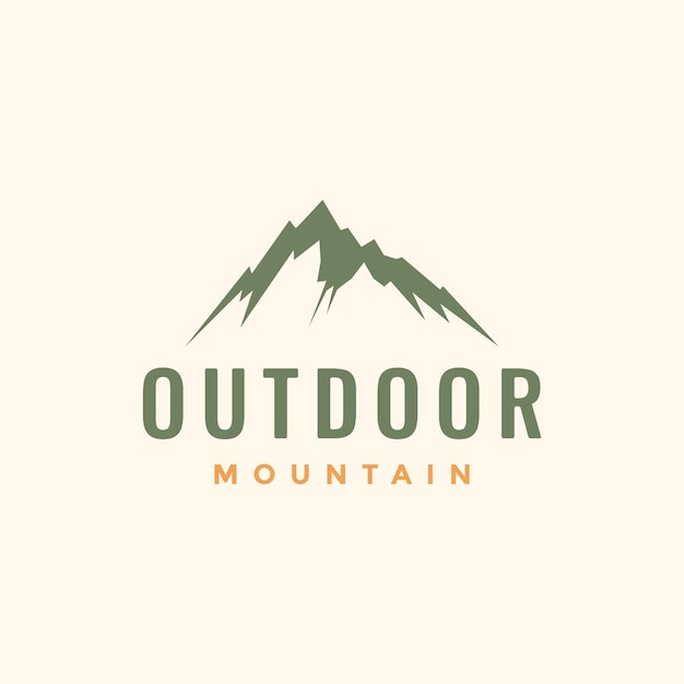 Berg hoge heuvel piek wandelen natuur buiten hipster minimale logo ontwerp vectorillustratie pictogram