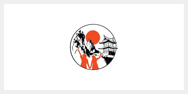 Berg in japan logo ontwerp inspiratie vector iconen Premium Vector