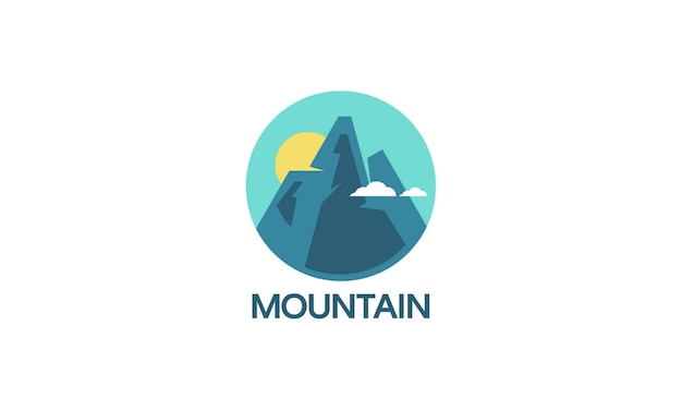 Berg logo embleem, berg en oceaan logo ontwerpen vector illustratie