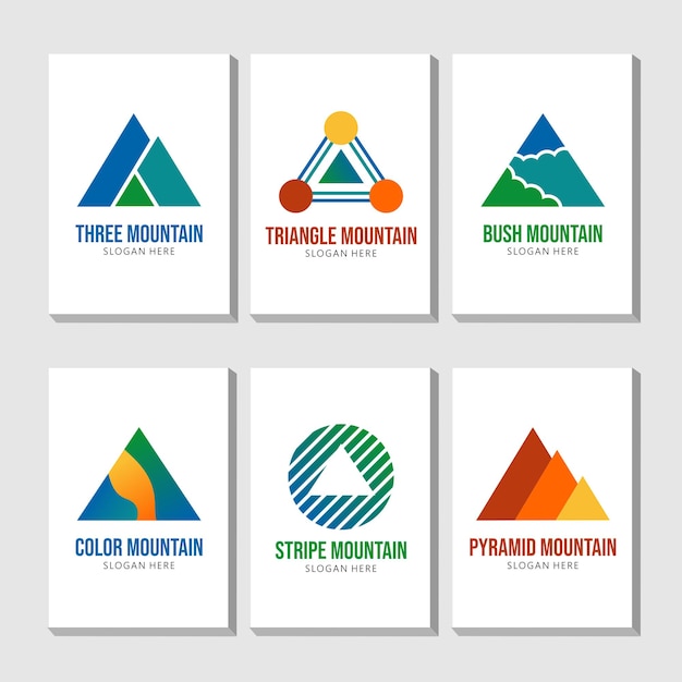 Berg logo set collectie driehoek top logo pack moderne platte vector ontwerp illustratie