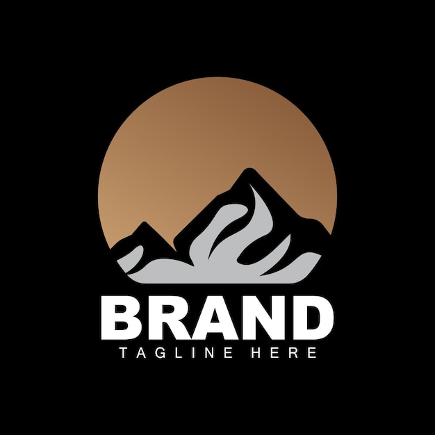 Berg logo vector bergbeklimmen avontuur ontwerp voor klimmen klimuitrusting en merk met berg logo