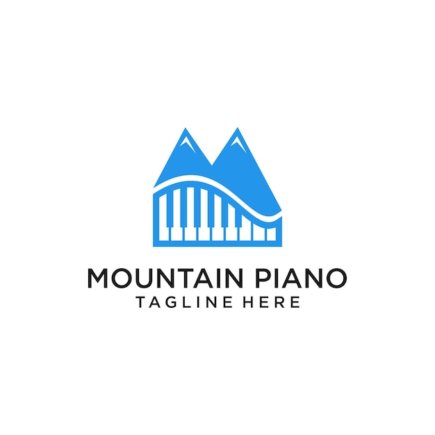 Vector berg met piano-logo-ontwerp