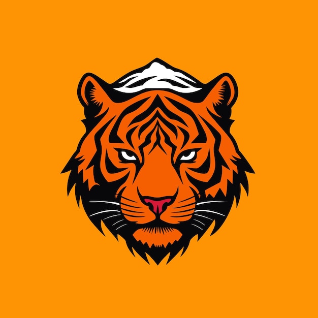 Berg met Tiger Leopard Cheetah hoofd Logo Design