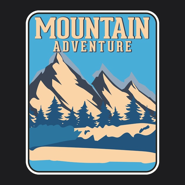 Berg Outdoor Adventure Label Vector Illustratie Retro Vintage Badge Sticker en T-shirt Design