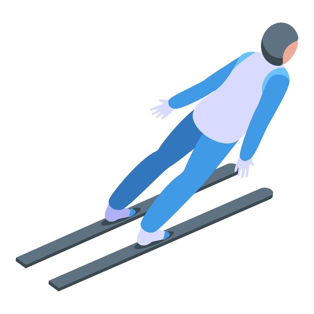 Berg schansspringen pictogram isometrische vector Wintersprong Skisport