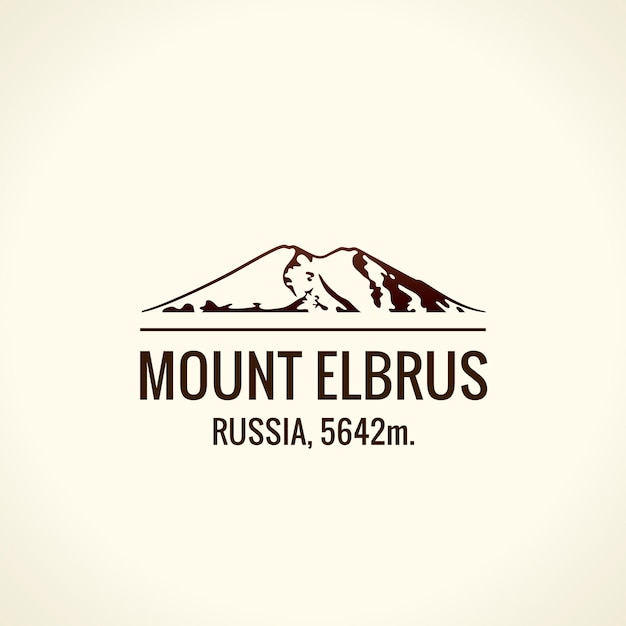 Berg toeristische vector logo embleem Mount avonturen Hoogste bergen ter wereld Elbrus