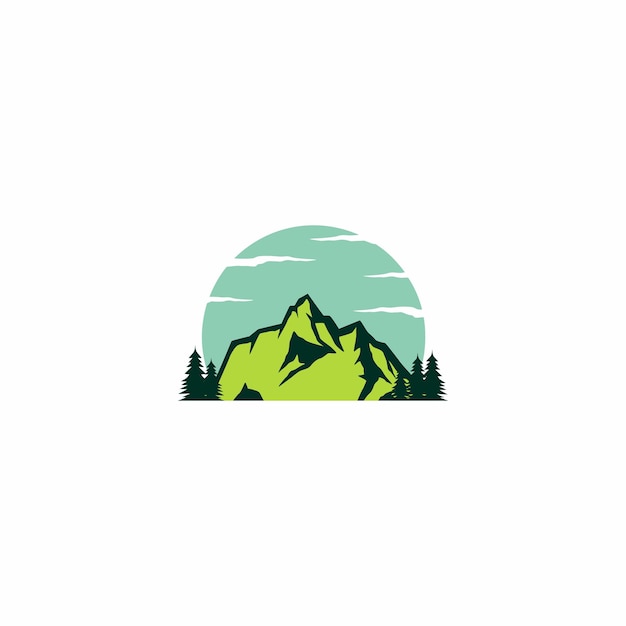 berg vector logo ontwerp. Bergbeklimmer.