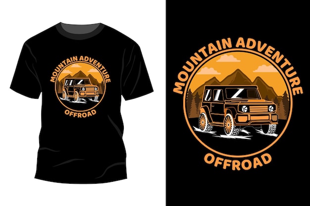 Bergavontuur off-road t-shirt mockup ontwerp vintage retro