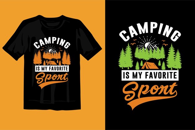 bergbos in retro stijl vintage camping t-shirt design