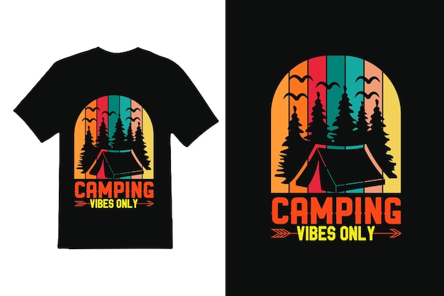 Vector bergcamping t-shirtontwerp vintage bergbelettering