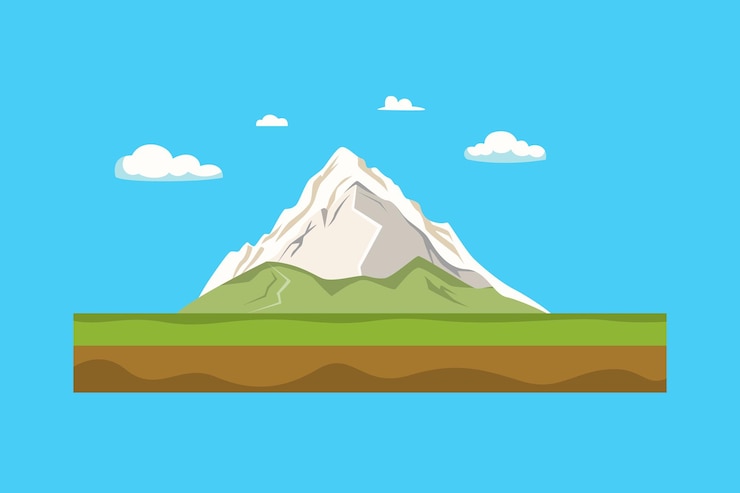 Vector bergconcept gekleurde vlakke vectorillustratie geïsoleerd