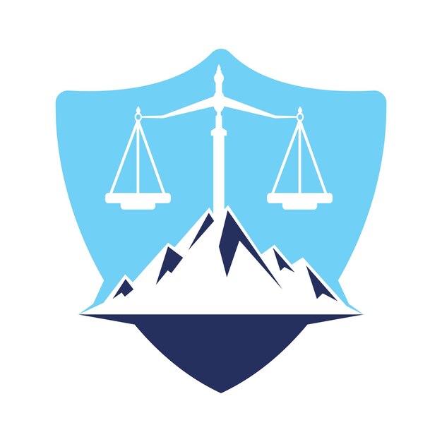 Bergen en symbolen van gerechtigheid Conceptontwerp van het logo op wettelijke schaal