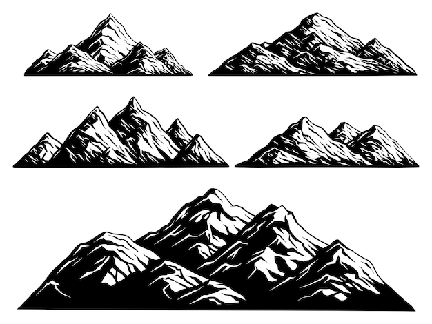 Vector bergen instellen. handgetekende vectorillustratie