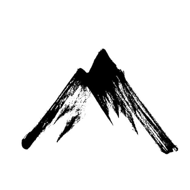 Bergen, rotsachtige toppen. Abstracte minimalistische stijl. Tekening in één slag. Met de hand getekend door borstel. Vector