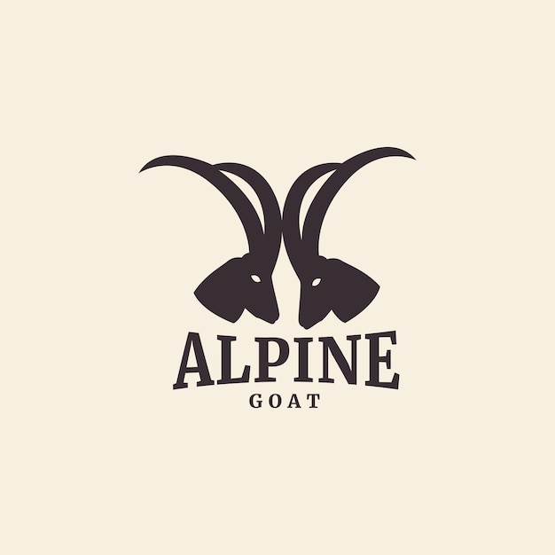 Berggeit alpine bergen geit hoofd logo ontwerp vector pictogram illustratie grafisch creatief idee