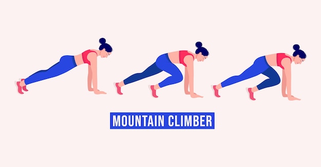 Bergklimmer oefening vrouw workout fitness aerobic en oefeningen
