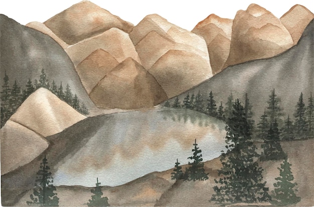 Vector berglandschap aquarel illustratie