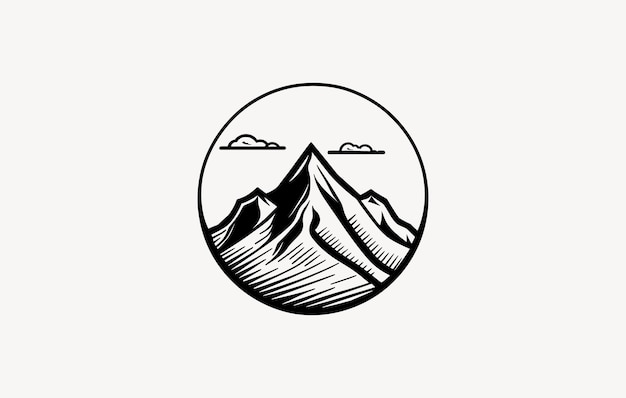 Berglijn kunst vector tekening berg logo grafische afbeelding