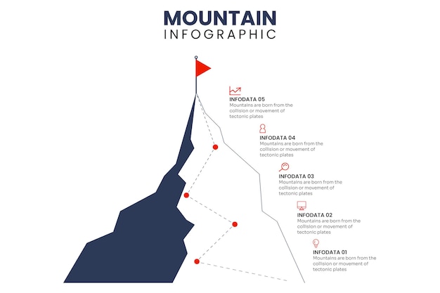 Bergreispad Route uitdaging infographic carrière topdoel groeiplan reis naar succes